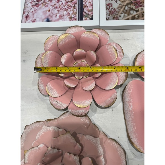 Metal Flower Wall Dorm Decor Set Pink Accent Floral Art Home‎ Decoration - Picture 4 of 5